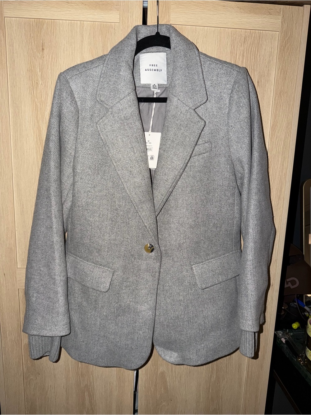 Women's Light Gray Wool-Blend Blazer